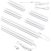 YULINKCO (6 Pack) 4FT LED Shop Lights, 2300LM 6500K Bright White LED Integrated Fixture, 20W Linkable Garage Light, Ceiling a