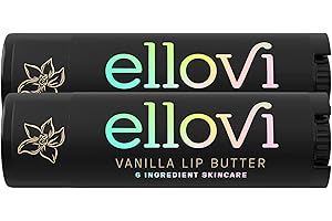 Ellovi Natural Lip Butter Lip Balm - Vanilla - Pure Enough to Eat - Made With Just 6 Vegan Ingredients - Moisturizing Lip Care for All Day Hydration (2-Pack)
