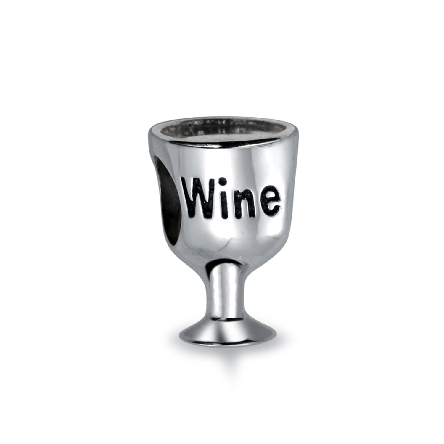 Bling Jewelry Foodie Drinker Goblet Sommelier Wine Glass Stem Bead Charm For Women .925 Sterling Silver Fits European Bracelet