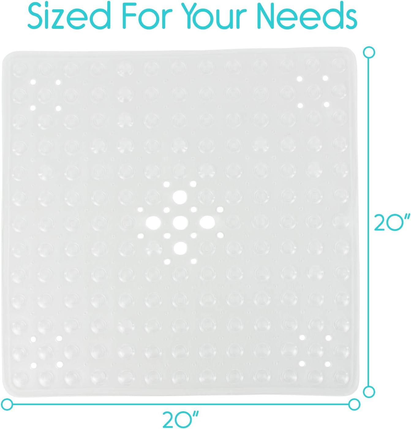 Vive Shower Stall Mat - Non Skid Bathtub Floor for Kids, Adults, Elderly - Square Bathroom Slipmat Bath Tub Suction Grip - Washable Non Slip, PVC: Health & Personal Care