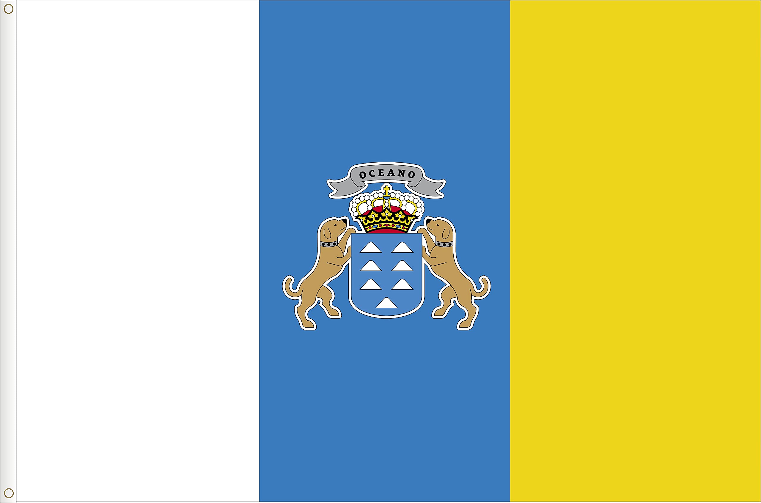 FLAG OF CANARY ISLANDS (SPAIN). SATIN POLYESTER 120D. SIZE L. 150X90 CM