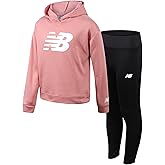 New Balance Girls Leggings Set - 2 Piece Pullover Girls Hoodie Sweatshirt & Athletic Leggings Kids Activewear Outfit (7-12)