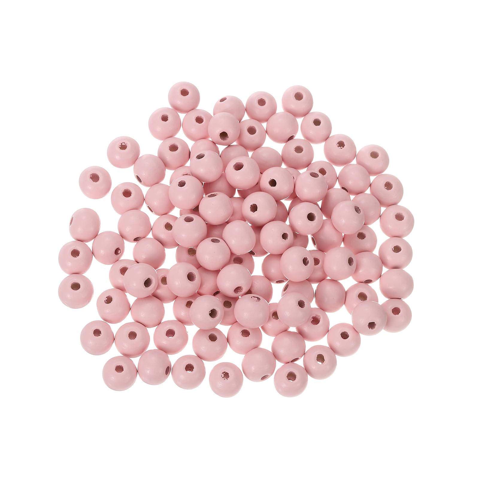 METALLIXITY Colorful Wooden Beads (12mm/ 0.47") 100Pcs, Wood Round Ball Spacer Loose Beads - for Home Party Decoration, Pink
