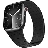 ZZDZZ Compatible with Apple Watch Band 49mm 46mm 45mm 44mm 42mm 41mm 40mm 38mm, Silicone Magnetic Adjustable Loop Strap for iWatch Ultra 3/2/1 SE3 Series 11 10 9 8 7 6-1 (42/41/40/38, Black)