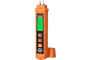 BOBOVAV Wood Moisture Meter - Pin Type, Portable 7-Material Calibration & 3-Color Alert, 0.0-58.0% Range ±2.0% Accuracy for W