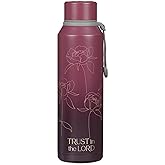 Christian Art Gifts Stainless Steel Double Wall Vacuum Sealed Insulated Water Bottle for Women: Trust in the Lord Bible Verse, Leak/Spill-proof, Scratch Resistant, Wide Mouth, Cute Plum Purple, 24 oz