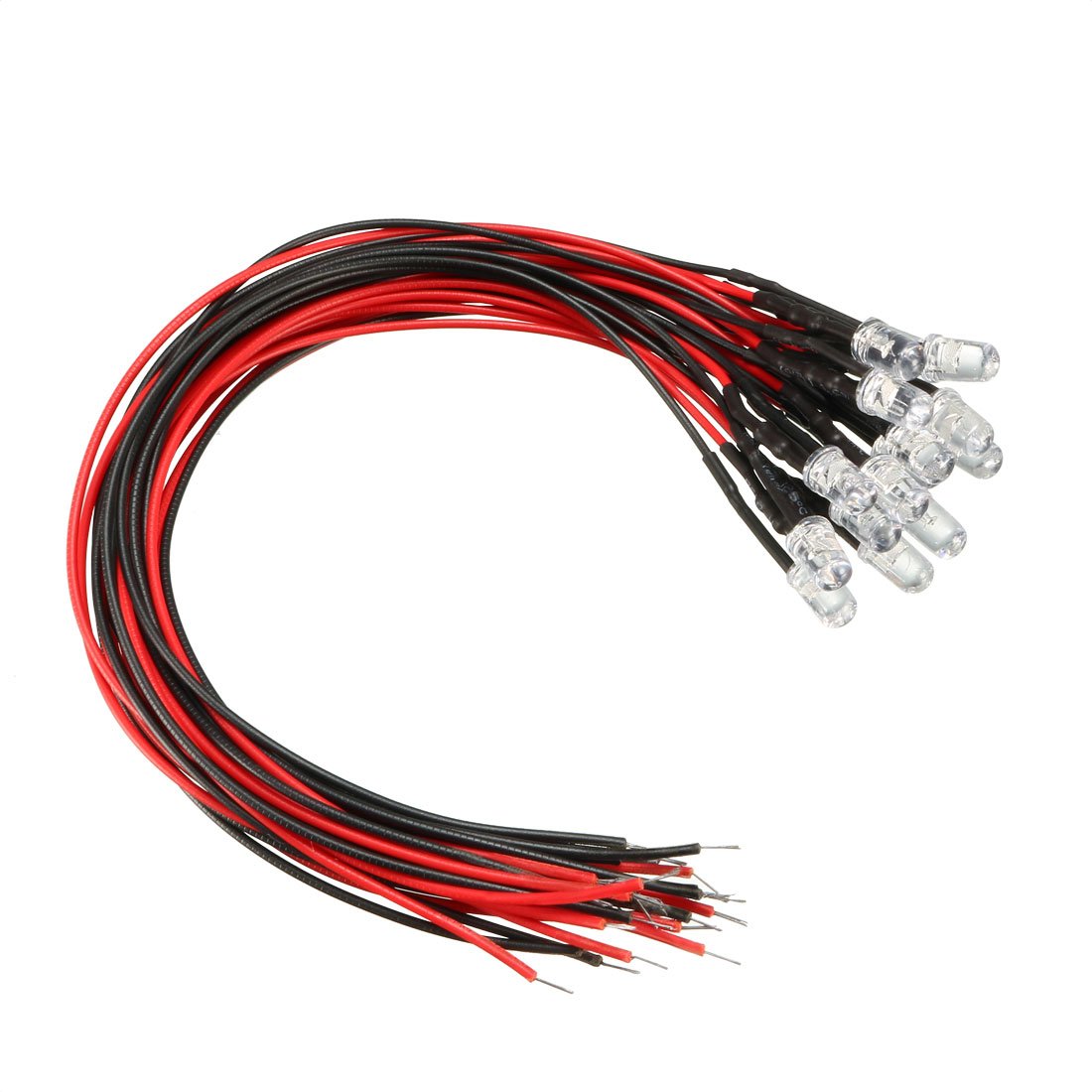 sourcingmap 15Pcs 5mm Pre Wired LED, Slow Flashing DC9-12V Clear Lens, Light Emitting Diodes