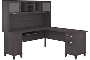 BUSH FURNITURE Bush SET001SG Somerset 72-Inch W L-Shaped Desk with Hutch, Storm Gray