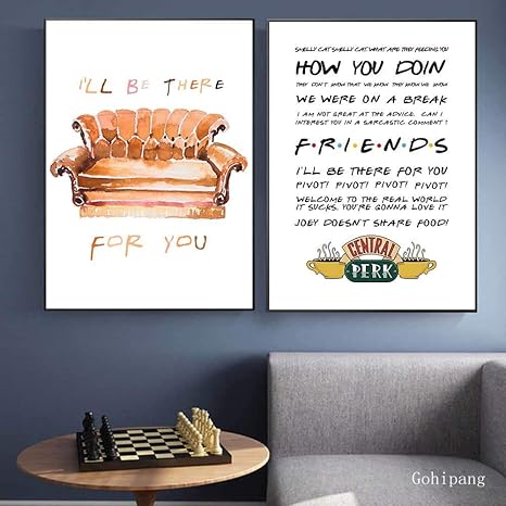 Amazon Com Bgmbb Friends Tv Show Print Quotes Canvas Poster Painting Central Poster Friend Sublimation Design Wall Picture Home Decor 40x60cmx2pcs No Frame Posters Prints