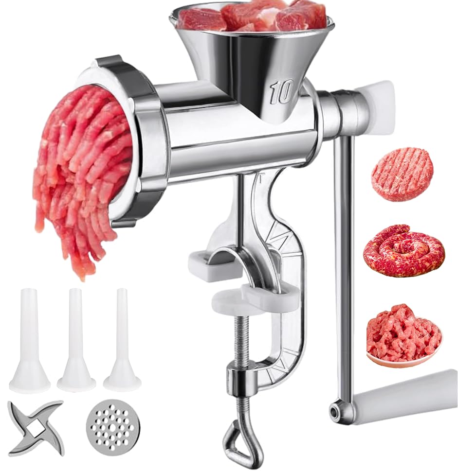 Photo 1 of Meat Grinder Manual Mincer - Manual Meat Grinders For Home Use Sausage Maker & Burger Patty Stuffer with Table Clamp, Hand Operated Kitchen Tool for Homemade Pork, Beef, and Sausage - Easy to Clean