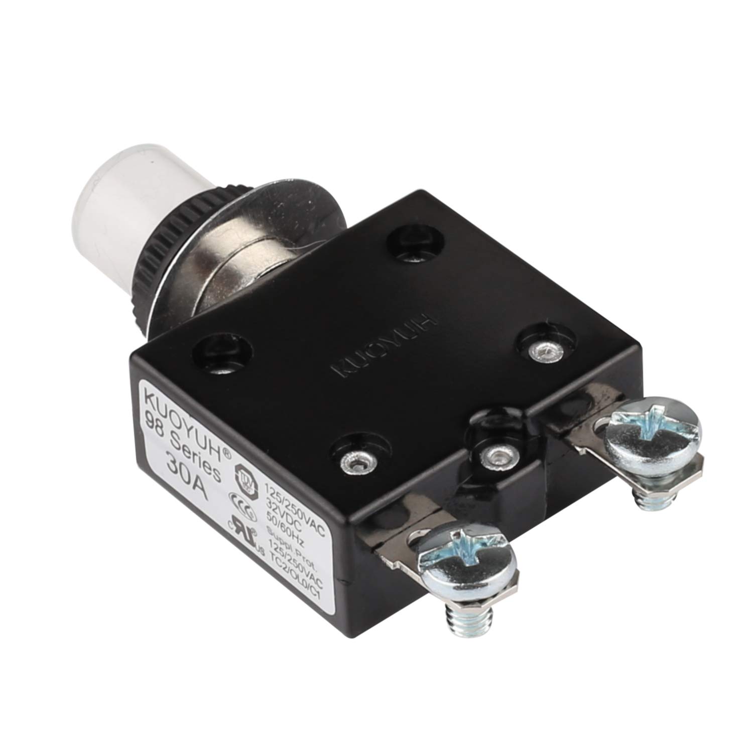 1 Pcs 30 Amp DIYhz Thermal Circuit Breaker,98 Series 30A 125/250VAC 32VDC Bottom Screw Thermal