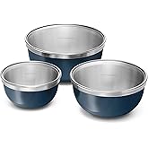 Caraway 6-Piece Stainless Steel Mixing Bowl Set with Glass Lids | 6 qt, 4 qt, 2 qt Kitchen Bowls with Tempered Glass Lids, Non-Toxic, PFAS-Free, Navy