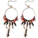 Turkish Ethnic Handmade Beaded Earrings - Long Bohemian Dangle Earrings for Women - Middle Eastern Style Jewelry - Statement Earrings - Gift for Her