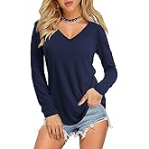 Amoretu Womens T Shirts V Neck Short Sleeve Tshirt Basic Tee Curved Hem Tops