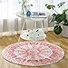 LEEVAN Round Rug 3ft Modern Flannel Microfiber Non-Slip Washable Small Circular Area Rug Study Soft Yoga Carpet Living Room Bedroom Floor Mat,Pink Mandala