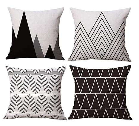 Bckakqa Cushion Covers 45cm X 45cm Black And White Geometric Throw