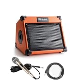 Acoustic Guitar Amplifier, 20 Watt Bluetooth Amp for Guitar Acoustic with Reverb Chorus Effect, 3 Band EQ（Including Microphone and Audio Cable）