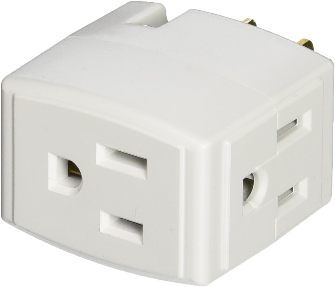 Leviton 692-W 15 Amp, 125 Volt, Triple Cube Grounding Adapter, White - Electric Plugs - 