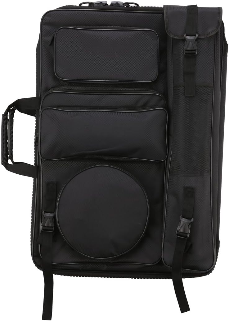 Waterproof Art Portfolio Carry-Storage-Case-Tote-Backpack-Bag - Nylon Portfolio by MemOffice, Ideal for Art Materials Sketching Drawing Painting Poster Board Pad, 18-1/2" x 26-1/4", Glossy Black