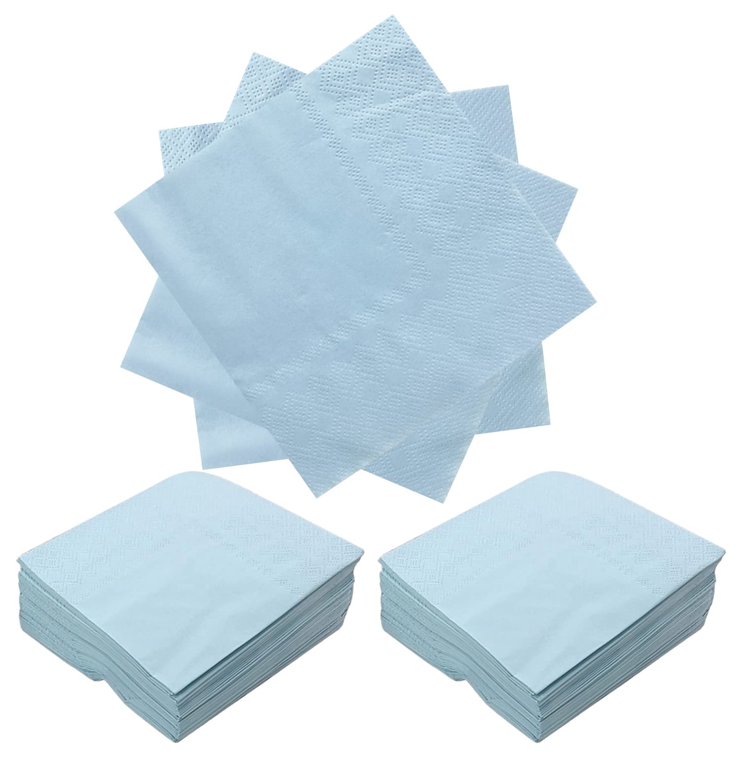 Photo 1 of 100 Pieces 3-ply Light Blue Napkins Disposable Folded 5 x 5 Inches Cocktail Napkins Paper Napkins for Dinner Wedding Birthday Party Dessert Napkins