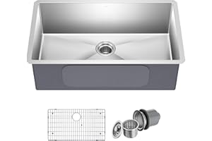 Kraus KHU100-32 Standart PRO 16 Gauge Undermount Single Bowl Stainless Steel Kitchen Sink, 32 Inch
