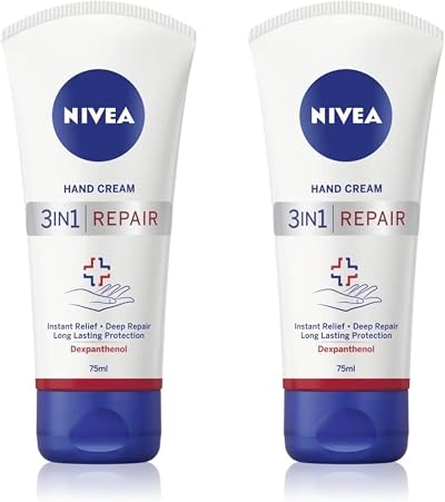 NIVEA Hand Repair Care Hand Creme 2 Pack (2 x 75ml) - Dry Cracked Skin Relief