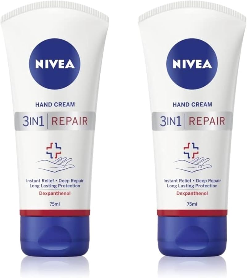 NIVEA Hand Repair Care Hand Creme 2 Pack (2 x 75ml) - Dry Cracked Skin Relief