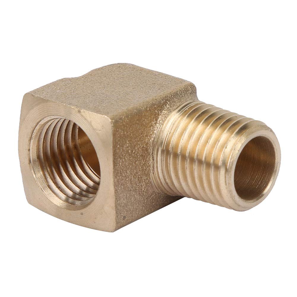 Brass 90 Degree Elbow Pipe Fitting 1/4 Inch NPT Male to Female Corrosion Resistant Plumbing Connector for Water Supply Gas Lines Fuel Transfer System