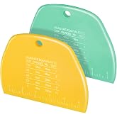 Teenitor 2 Pieces Dough Cutter, Bench Scraper Plastic, Sourdough Scraper, Dough Scraper with Measuring Scale, Multipurpose Food Scrapers for Dough, Cake, Bread, Icing Yellow and Green