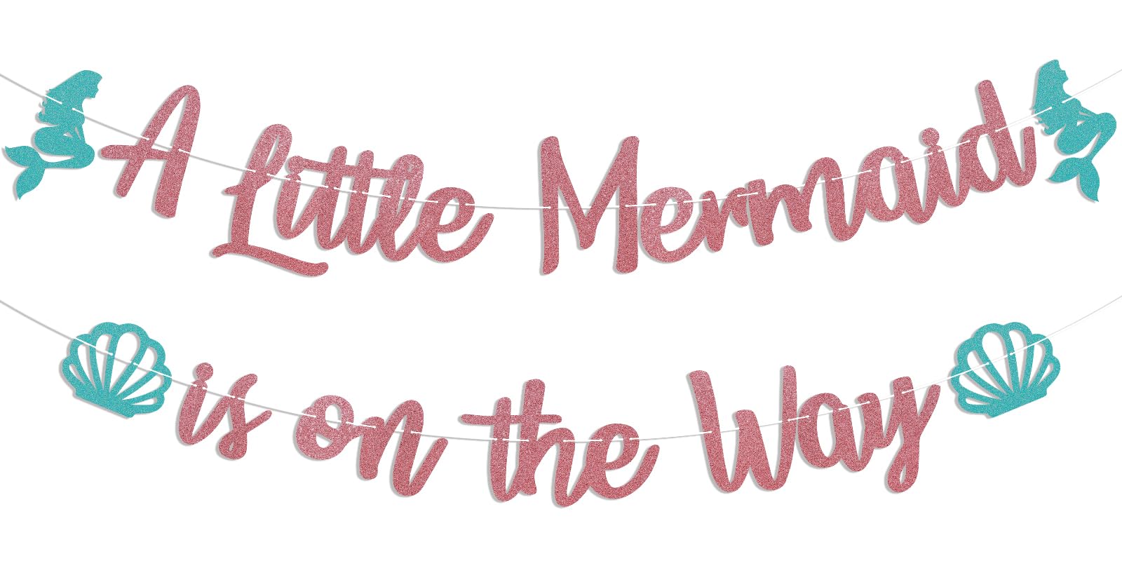 Photo 1 of A Little Mermaid is on the Way Banner - Mermaid Baby Shower Party Decorations, Under the Sea Themed Newborn Baby Welcome Party/Gender Reveal Party Decorations Rose Gold Glitter