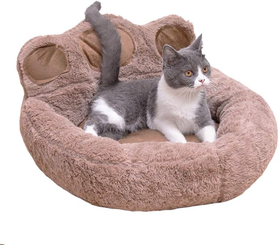IBLUELOVER Soft Plush Cat Bed Round Warm Cuddler Kennel Cat Snuggle Nest Bed Bear Paw Cute Pet Sofa Lounger Cushion for Small Medium Cat Puppy Dog within 4kg - Image 5