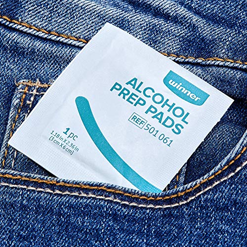 Winner Sterile Alcohol Prep Pads, Small-4-Ply Square Cotton Pads Well-Saturated in Alcohol, 400 Pcs (1.18" X 2.36")