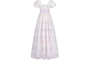 LTAKK Regency Dress Women Regency Costume Empire Waist Dresses Tea Party Victorian Gown Embroidery