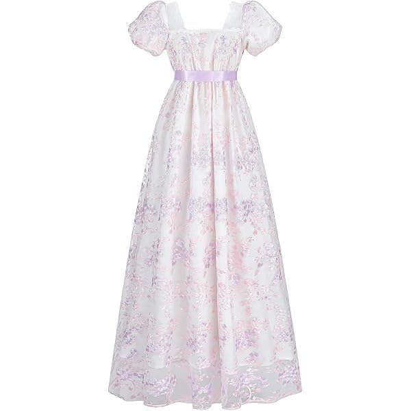Amazon.com: Vibsion Regency Dresses for Women Luxurious Embroidered Lace Empire  Waist Dress 1800s Vintage Victorian Ball Gown S : Clothing, Shoes & Jewelry