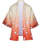 Tanjirou Zenitsu Giyuu Cosplay Costume Anime Robe Color Block Uniform Cardigan Top Jacket