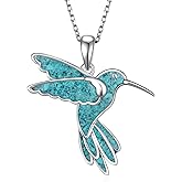 qielizhu Hummingbird Necklaces 925 Sterling Silver Turquoise Jewelry Bird Necklace Hummingbird Gifts for Women