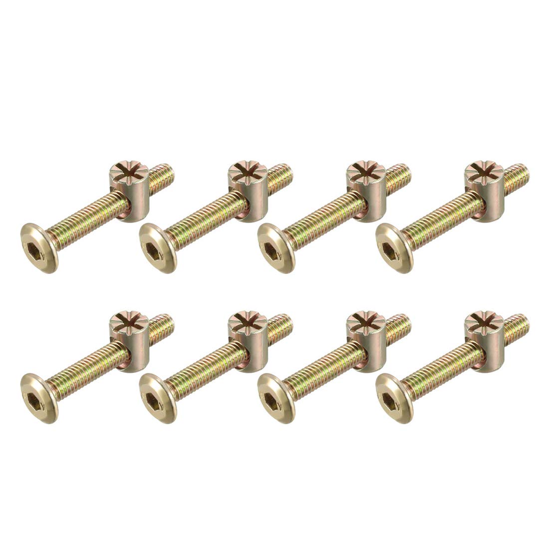 sourcing map M6x40mm Furniture Bolt Nut Set Hex Socket Screw with Barrel Nuts for Beds Headboards Chairs 8 Sets