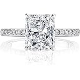 JKK Valentines Day Moissanite Rings for Women - 925 Sterling Silver D Color VVS1 Clarity Lab Created Moissanite Wedding Rings for Her Silver Jewelry Valentines Day Gifts for Her
