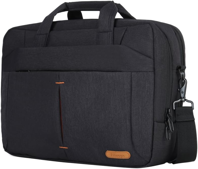 Hihopo 15 Inch Laptop Bag, Water Resistant Laptop Briefcase for Men or Women-Messenger Shoulder Bag with Strap for Notebook/Computer/Tablet (15 inch, Black)