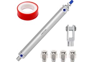 SWZHAI Pneumatic Cylinder 25mm Bore 200mm Stroke, Mini Pneumatic Air Cylinders Double Action Single Rod Air Cylinder with Y Connector & 4 Pcs Pneumatic Quick Fitting (MAL25x200)