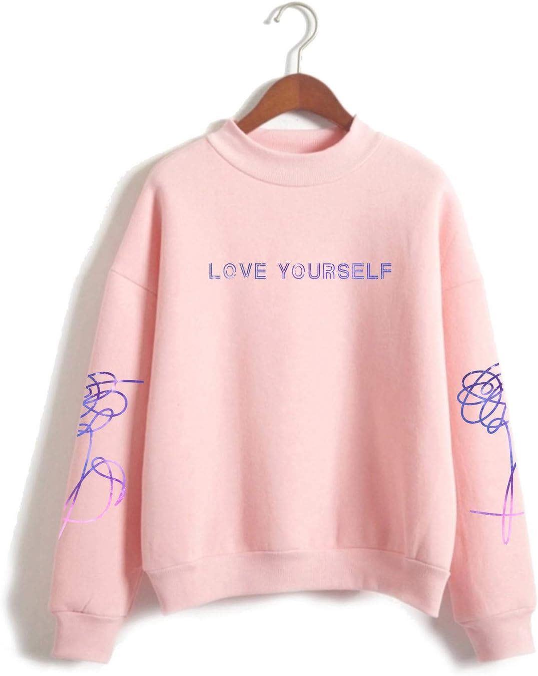 SIMYJOY Women's Korea-Pop Starry Sweatshirt Love Yourself Pullover Girls' Kpop Cool Cute Jumper Loose Fitting Top