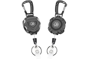 JNOMOW 2-Pack Retractable Keychain,Heavy Duty Retractable ID Badge Clip Reels with Zinc Alloy Carabiner,31.5” Steel Cord, 9 oz Rebound (Style 1)