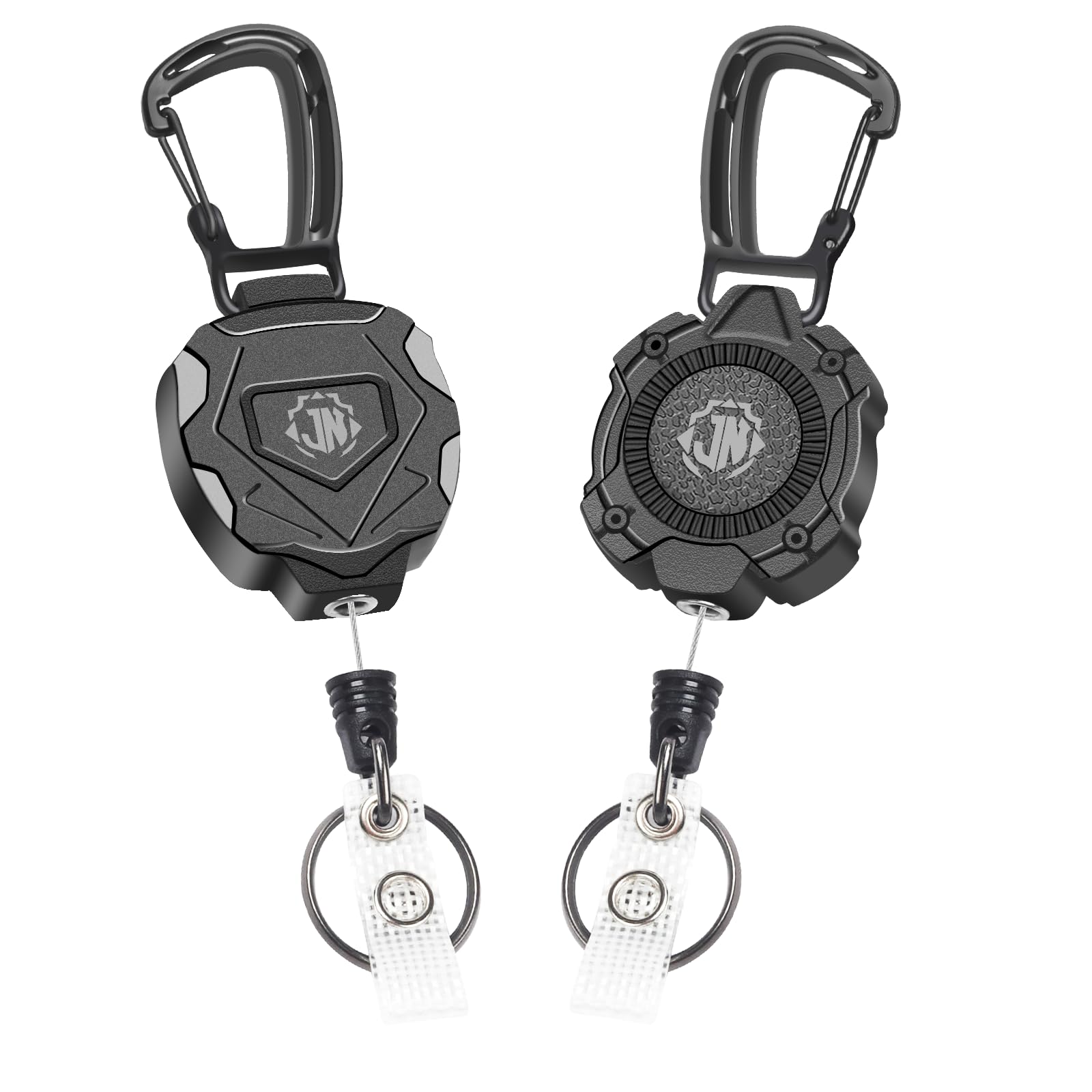 Photo 1 of 2-Pack Retractable Keychain,Heavy Duty Retractable ID Badge Clip Reels with Zinc Alloy Carabiner,31.5” Steel Cord, 9 oz Rebound (Style 1)