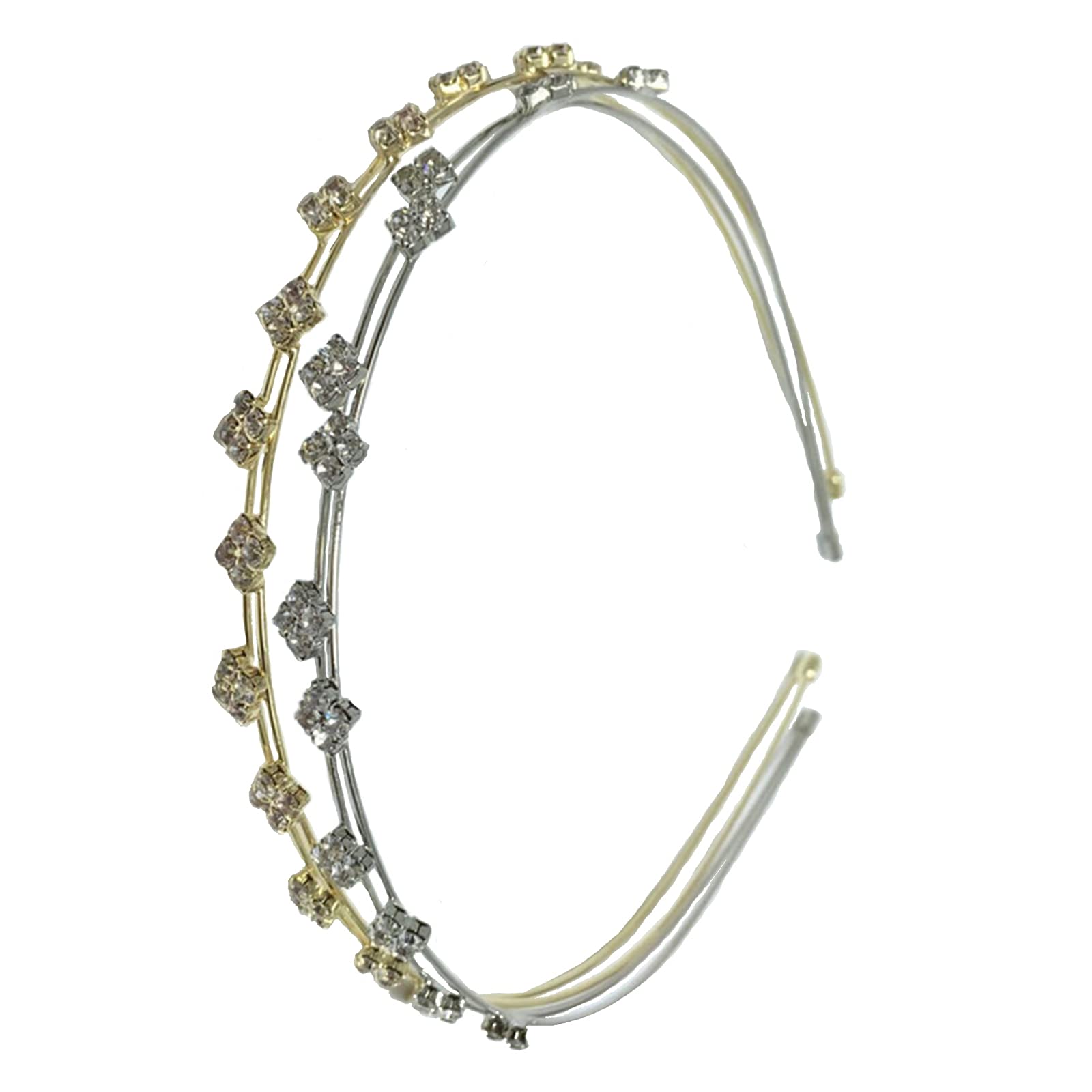 Gold Rhinestone Headband Rhinestone Headwear Crystal Headband Crystal Metal Headband Gold Metal Headband Hairbands Exquisite Crystal Headbands 2 Pieces Crystal Headbands Shiny Metal Hair Band