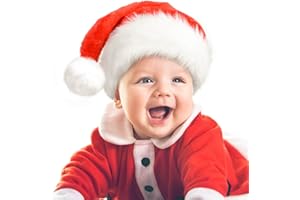 JUANANIUG Santa Hat for Baby and Kids: Christmas Hat for Infant and Children - Extra Thicken Classic Fur for Christmas