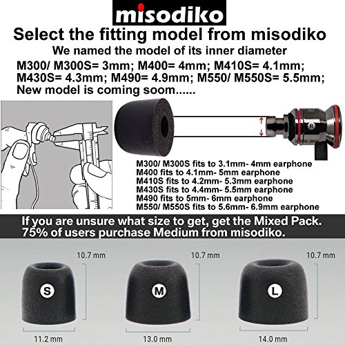 image for misodiko M550 Memory Foam Earbuds Tips for Jaybird X4 X3 X2, BlueBuds 