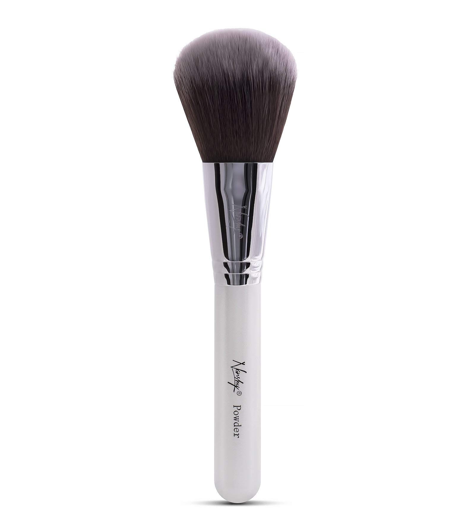 Nanshy Large Face and Body Powder Makeup Brush for cosmetic such as foundation, bronzer, blush. Vegan, soft synthetic, cruelty free brushes. White Handle โ image 1