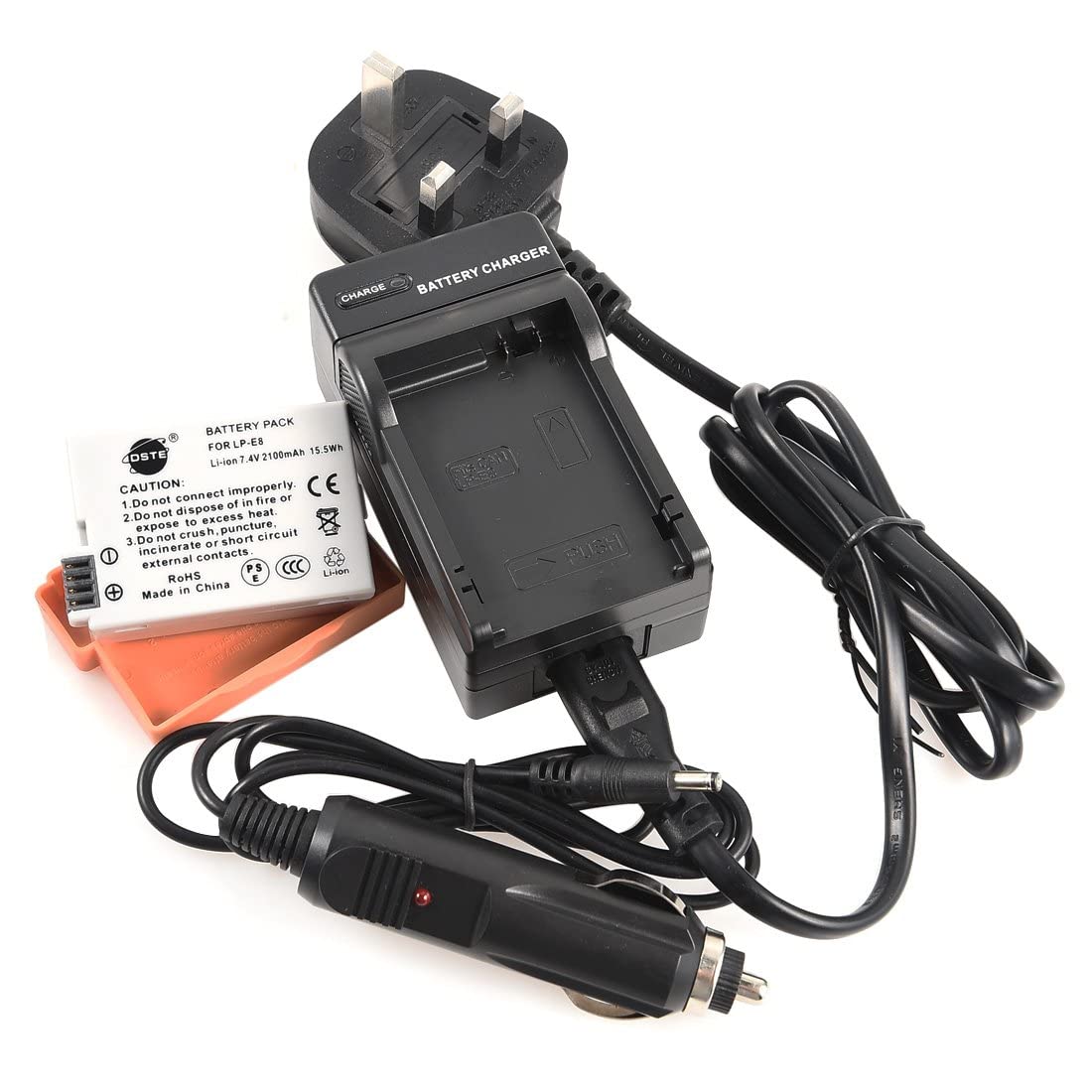 DSTE® LP-E8 Rechargeable Li-ion Battery + DC99U Travel and Car Charger Adapter for Canon EOS 550D 600D 650D 700D Kiss X4 Kiss X5 Kiss X6i X7i Rebel T2i T3i T4i T5i Digital Camera