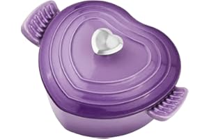 Slingcy Heart-Shaped Enameled Cast Iron Dutch Oven – 2-Quart Casserole Pot with Lid, Gradient Pink – Nonstick, Oven-Safe, Com