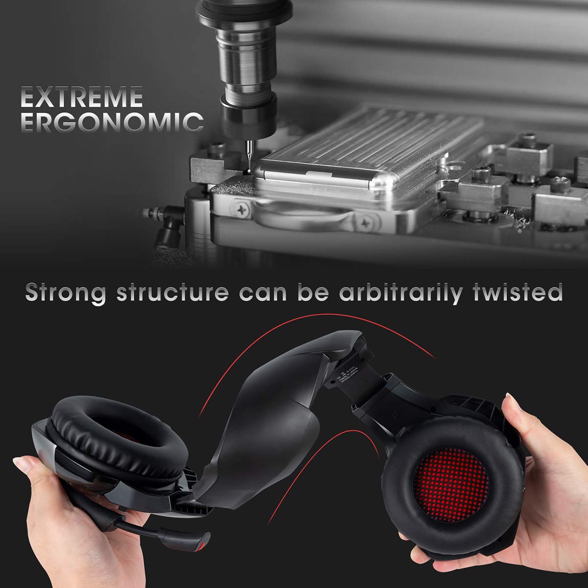 CHEREEKI Cuffie Gaming per PS4, Cuffie da Gioco con Microfono Cancellazione del Rumore, Luce LED e Controllo Volume per PS4/Xbox One X/PC/Nintendo Switch/Laptop/Tablet